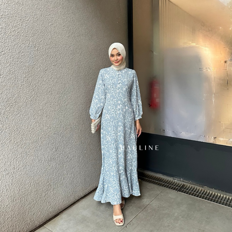 Hauline - LAURA FLORAL DRESS | GAMIS MUSLIM MAXI DRESS MOTIF BUNGA