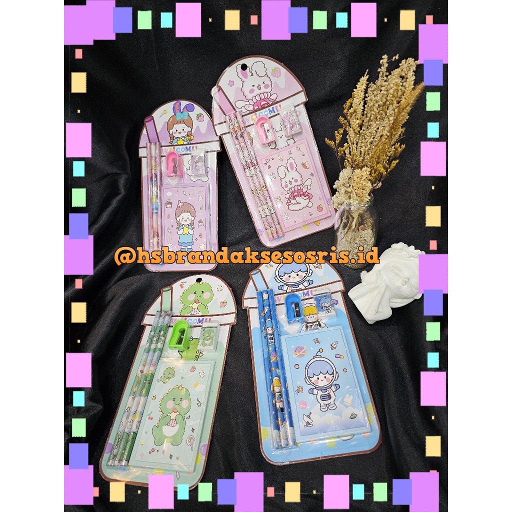 

6IN1 PERALATAN SEKOLAH FANCY / SET ALAT TULIS SEKOLAH / CUTE STATIONERY SET / STS6852