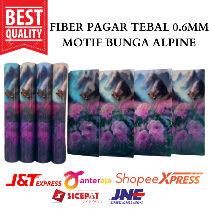[BACA DESKRIPSI] Fiber Pagar / Penutup Pagar Rumah / Fiber Plastik Motif Bunga Alpine Tebal 0.6MM Ti