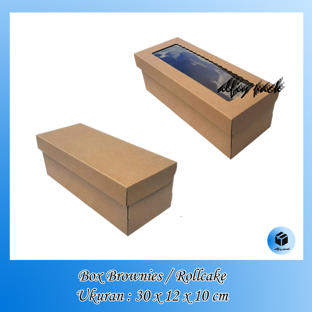

1pack isi 10pcs BOX ROLL CAKE 30X12X10 CM DUS BOLU GULUNG JENDELA KOTAK KUE BROWNIES
