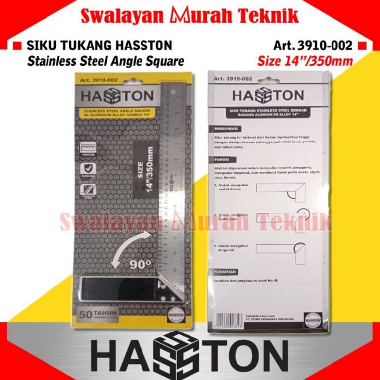

KODE Y8G4 HASSTON Art 3912 SIKU TUKANG 14 CARPENTER SQUARE PENGGARIS SIKU