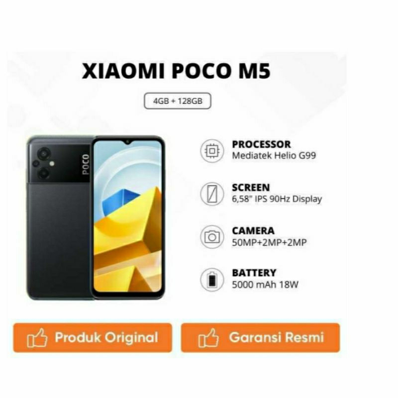 Hp Poco M5 4/128 GB - ( Poco M 5 4GB + 128GB ) Garansi Resmi