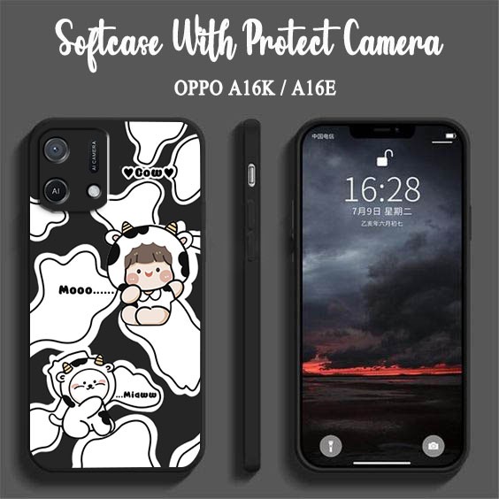 Softcase Macaron Motif Sapi [UV10] For Oppo A16K A16E - Case HP Oppo A16K A16E - Casing HP Oppo A16K