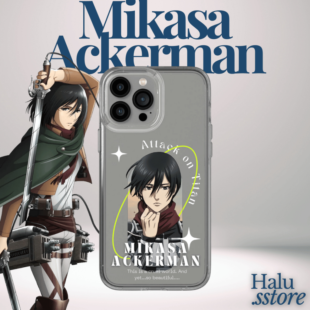 Case HP Custom Attack on Titan Mikasa Ackerman | Bisa Ganti Karakter / Anime Lain