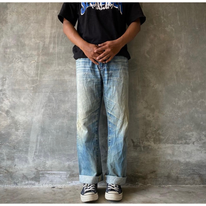 Jeans uniqlo S002 blue faded denim