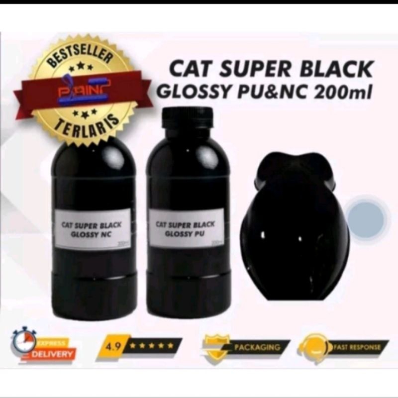 Cat Super Black Glossy PU NC 100ml 200ml 500ml/Cat Hitam PU NC