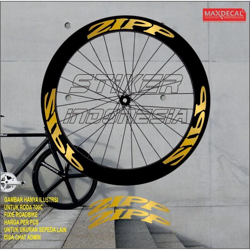 sticker rims stiker velg sepeda fixie roadbike ZIPP gold