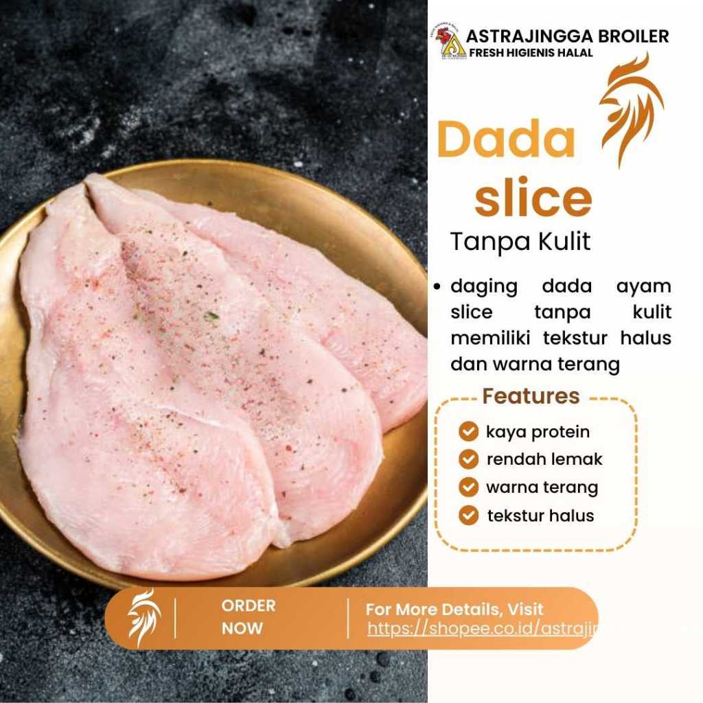 

BAH Daging ayam dada slice tanpa kulit 1kg astrajingga broiler