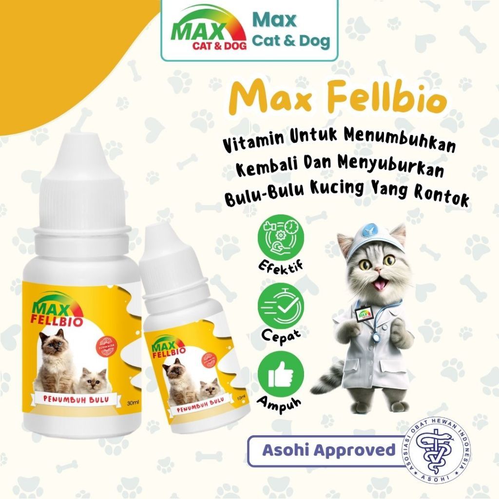 Vitamin Bulu Kucing Anjing Max Fellbio Penyubur Bulu