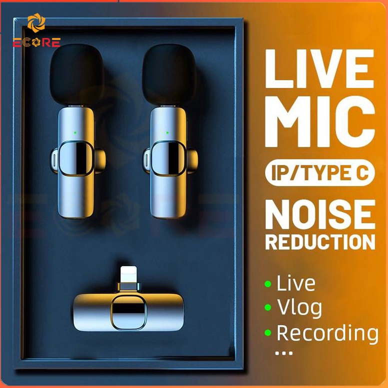 Paling Diminati Ecore K9 Mic Wireless Clip on 24GHz Mikrofon Bluetooth Lavalier Mic Portabel Audio V