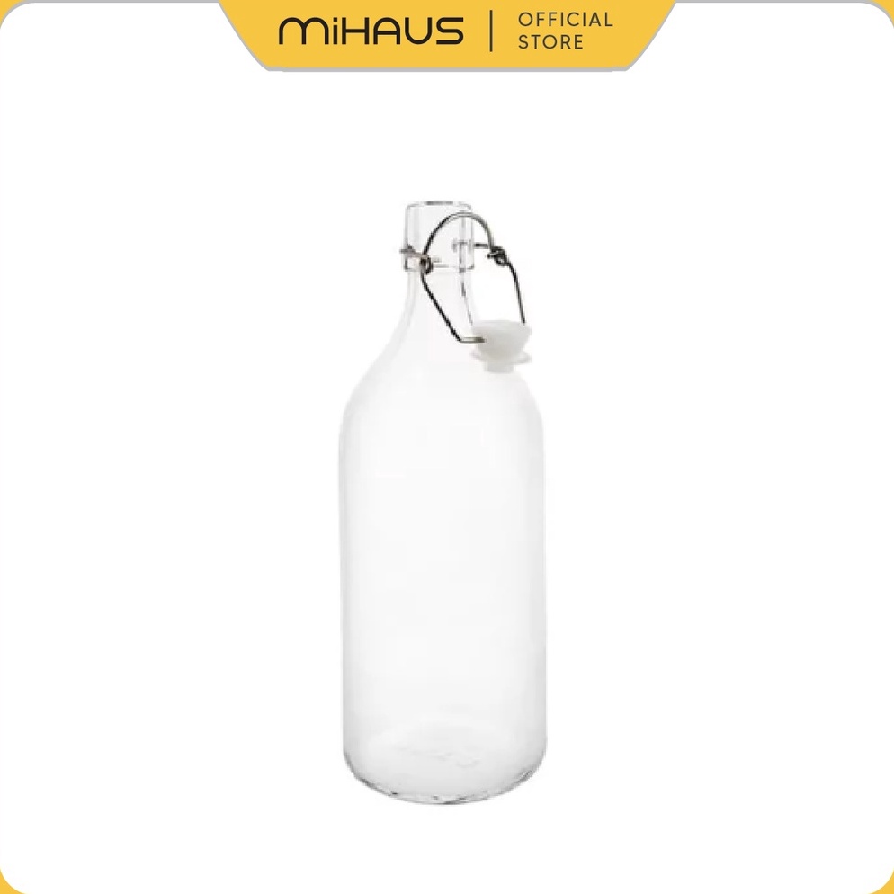 Paling Dicari MIHAUS KORKEN Botol minum 1 liter kaca Botol dengan penutup kaca bening 1 L KR895