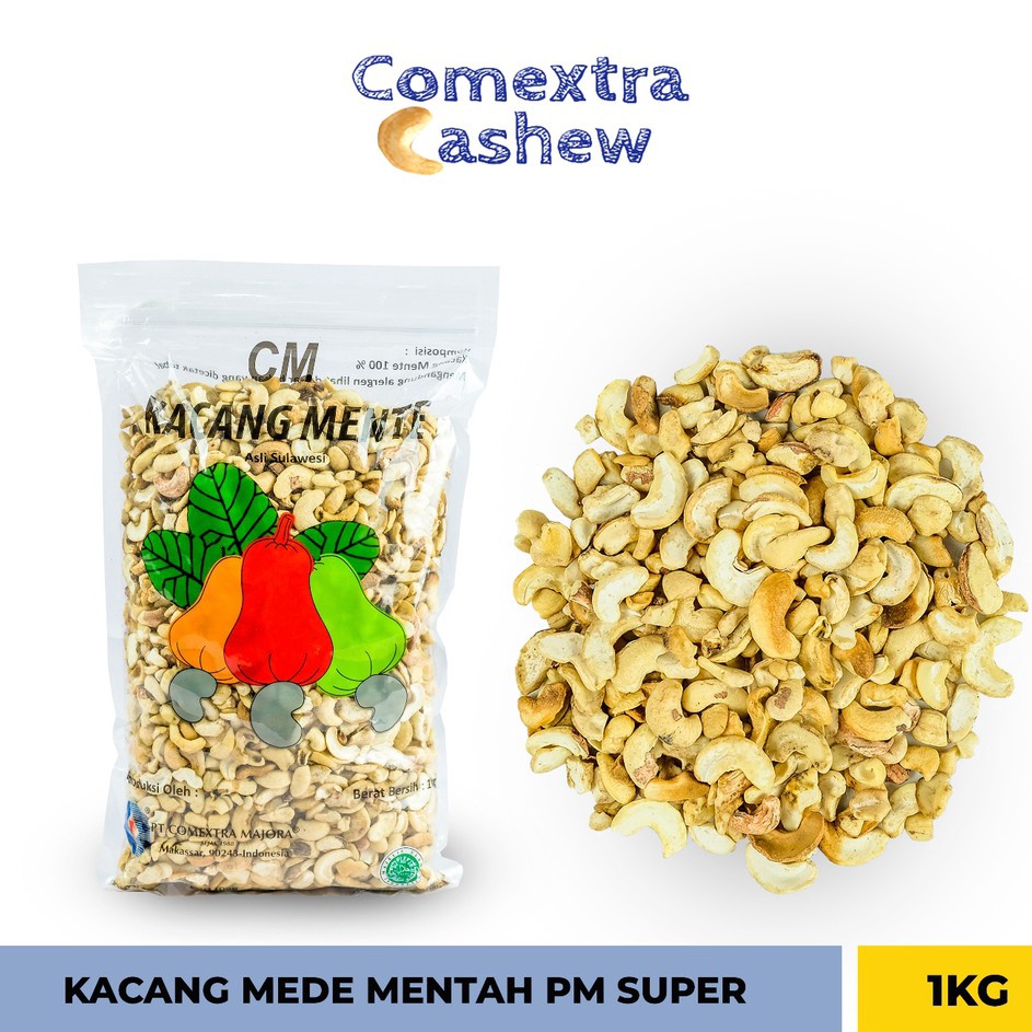 

Stock Banyak Kacang Mede Comextra Mentah Belah PM Super 1 Kg Sulawesi Cashew Kacang Mente Mete Comextra Majora