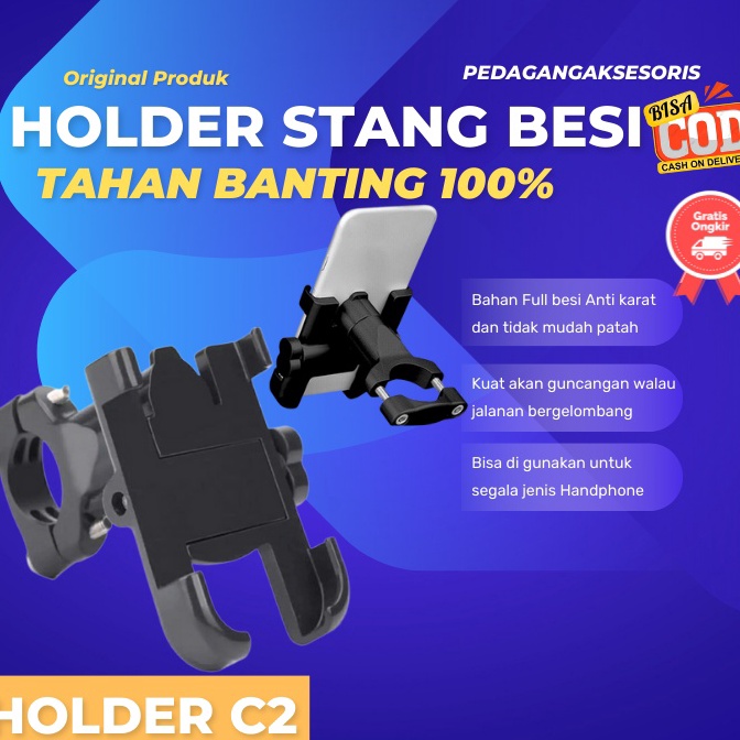 Holder Hp Motor Stang Full Besi Bahan Kuat c U1A7