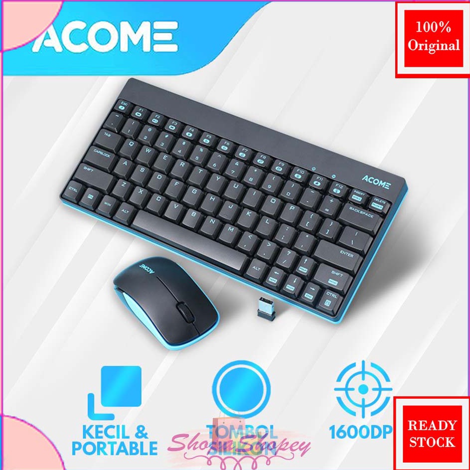 Acome Keyboard  Mouse Wireless Poble 16DPI Silikon AKM2