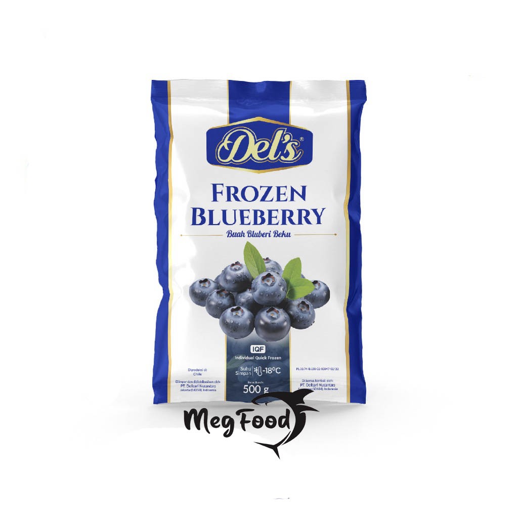 

Del's Frozen Blueberry / Buah Blueberi Beku - 500 Gram ( IQF )