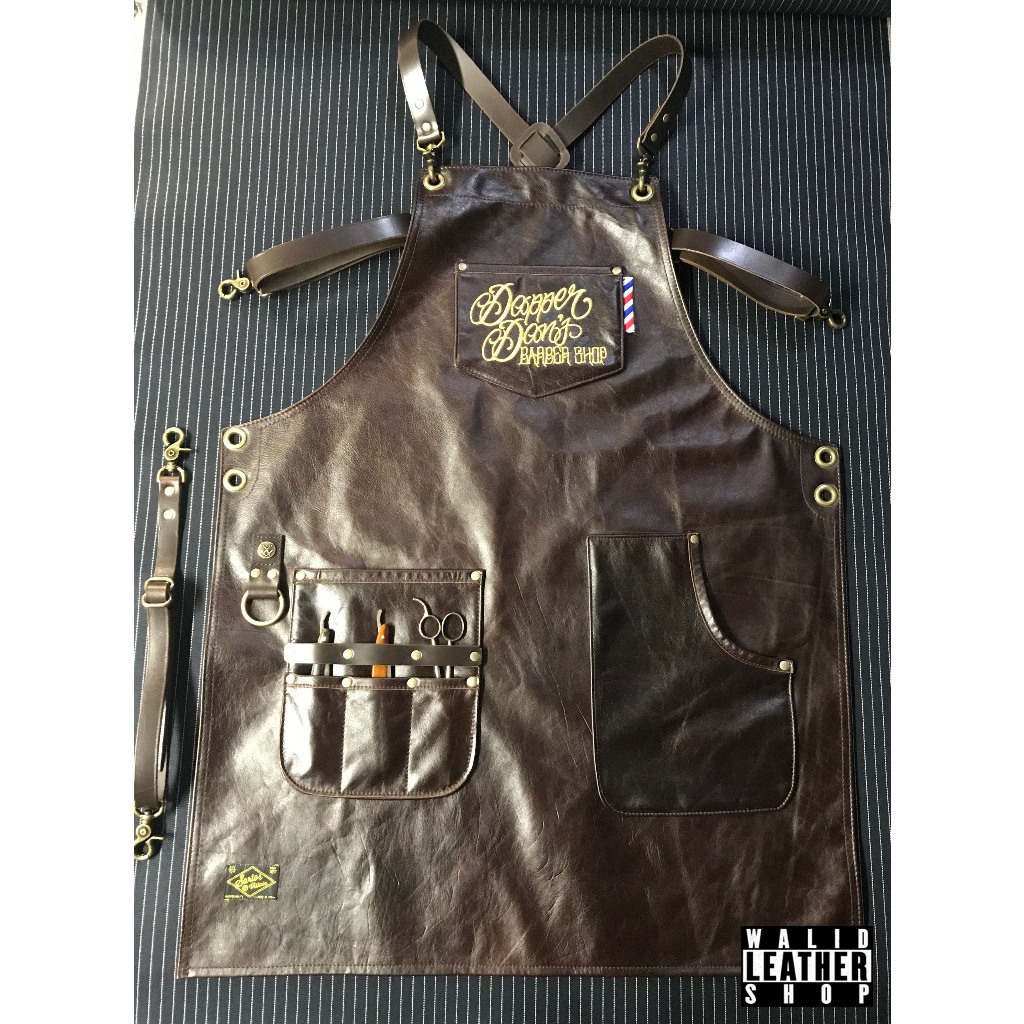 CELEMEK KULIT BARBERSHOP / BARBER LEATHER APRON / GREAT QUALITY COW HIDE