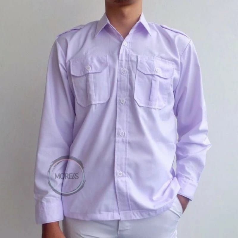 Baju Dinas PDH Putih Pria Lengan Panjang / Baju Pns / Kemeja Kerja Pdh
