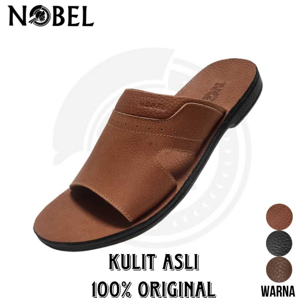 Nobel ASMAT-04 Sandal Kulit Slide Pria Selop Kokop Terbaru Kulit Asli 100% | Sandal Pria Kulit Model