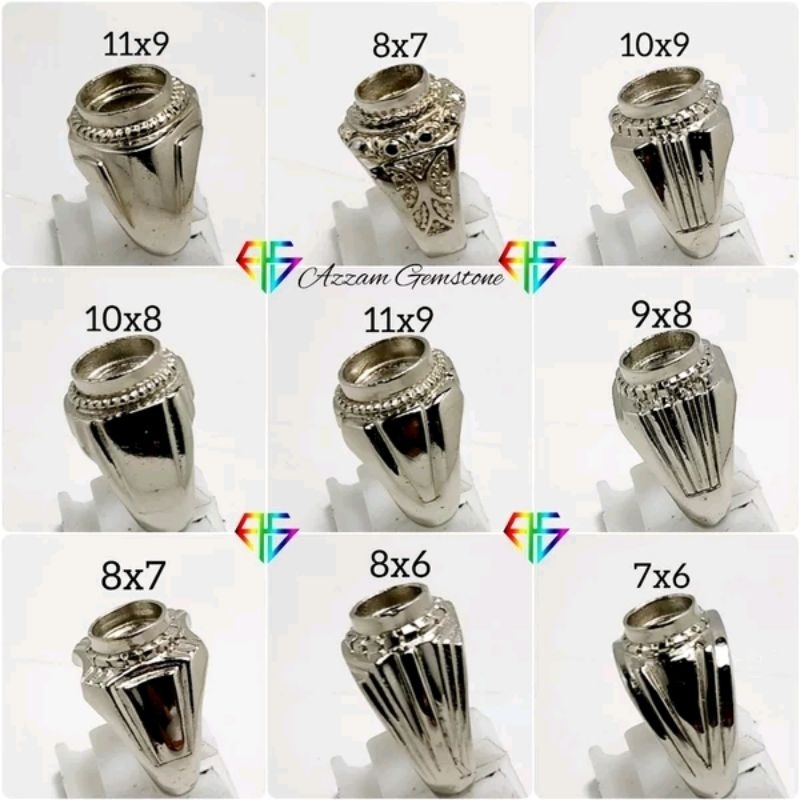 Ring Cincin Alpaka Super Dim kecil Motif Minimalis bkn Perak Emas Stainless Untuk Batu Akik Permata 