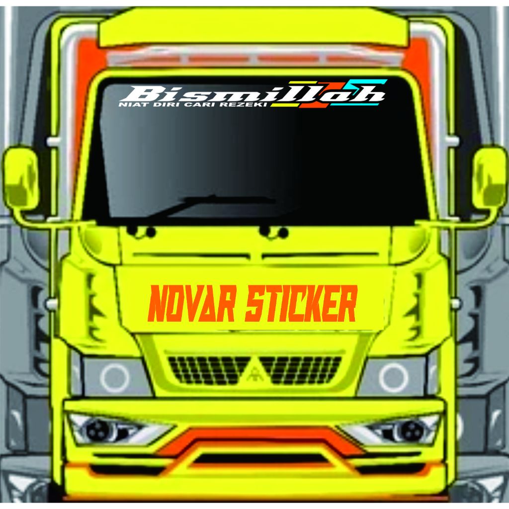 Stiker Kaca Depan Bismillah Stiker Kaca Mobil Truck Canter Fuso Engkel Dll