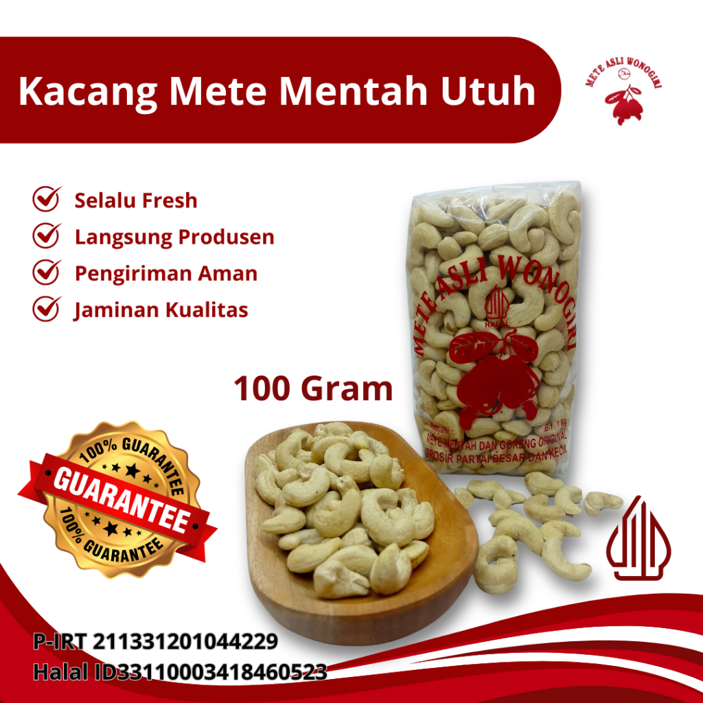 

Kacang Mete Wonogiri Asli Mentah Kemasan 100 gram