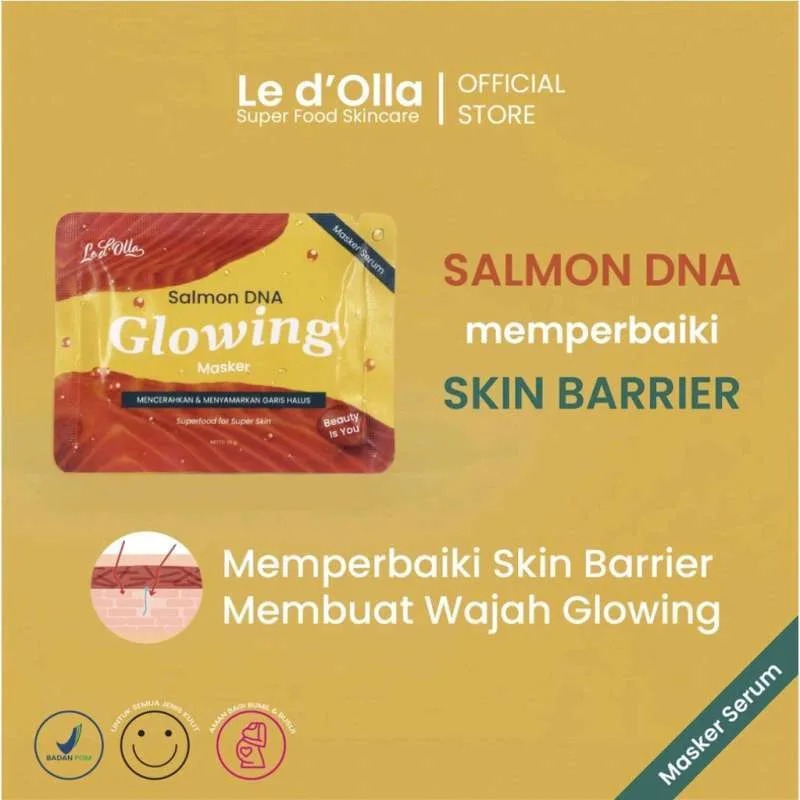 Masker Glowing Viral/ Masker Glowing Salmon DNA/ Masker Glowing Wajah/ Masker Le D Olla Salmon DNA/ 