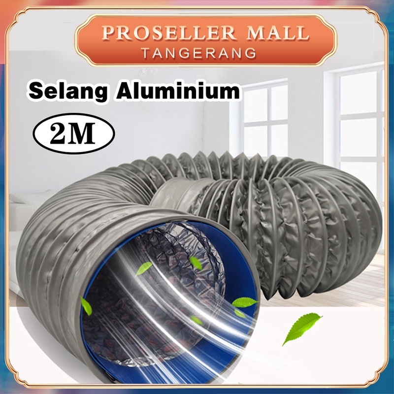 2m 4in Selang Aluminium Cooker Hood Selang Flexible Ducting Exhaust Knalpot 4 inchi 2 meter