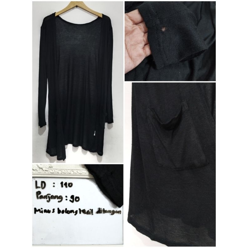 LONG CARDIGAN HITAM MINUS RAJUT TIPIS OVERSIZE LENGAN PANJANG A18