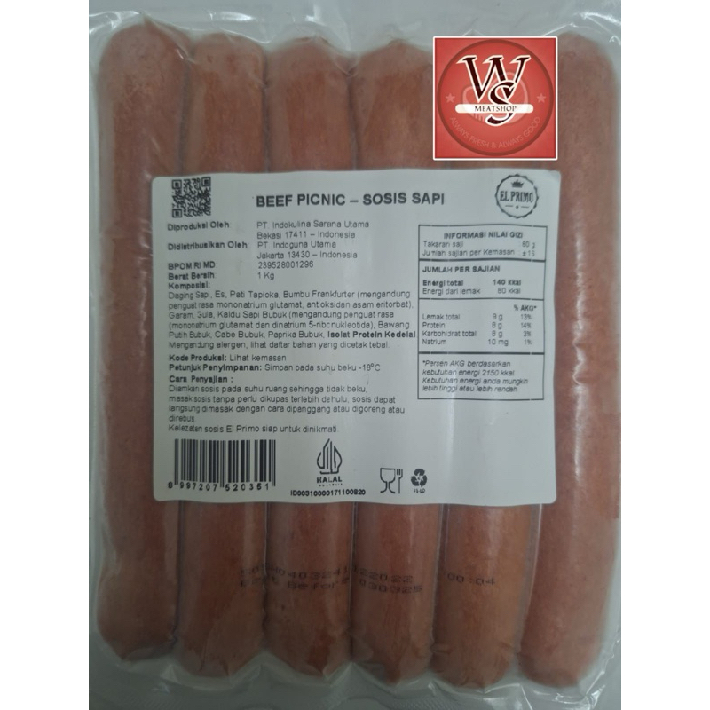 

EL PRIMO BEEF PICNIC SAUSAGE 1kg