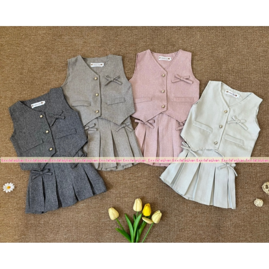 Setelan Anak Perempuan Vest dan Rok 1-4 Tahun | Fashion Anak Cewek | Set Rompi dan Rok
