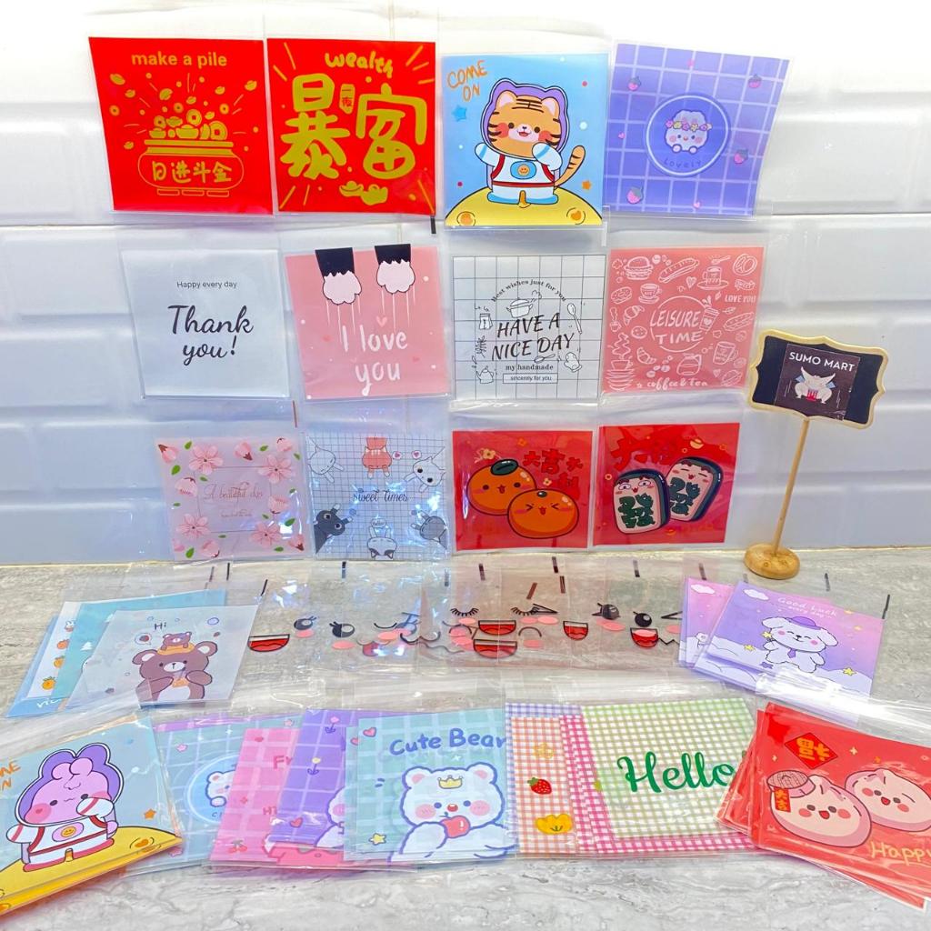 OPP10 - 100LEMBAR PLASTIK OPP 10X10+3CM / PLASTIK OPP MOTIF / PLASTIK BISKUIT / COOKIES BAG / PLASTI
