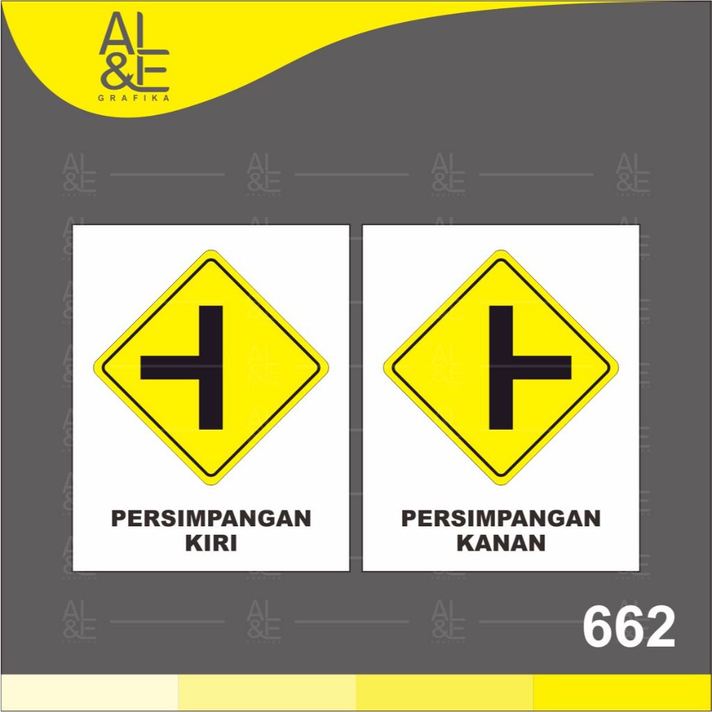 

662 - Stiker Rambu Lalu Lintas, Persimpangan Kanan dan Persimpangan Kiri, Sticker Vinyl, Premium, Tahan Air