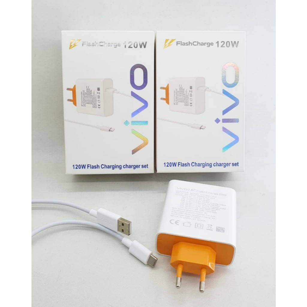 Vivo Flash Charge 120W Original Charger + Kabel USB Type C | Cas HP Super Fast Vivo series, iQOO