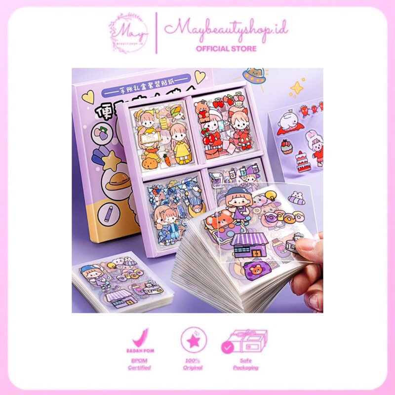

STIKER MOTIF KOREA LUCU UNGU ANTI AIR 1 BOX ISI 100