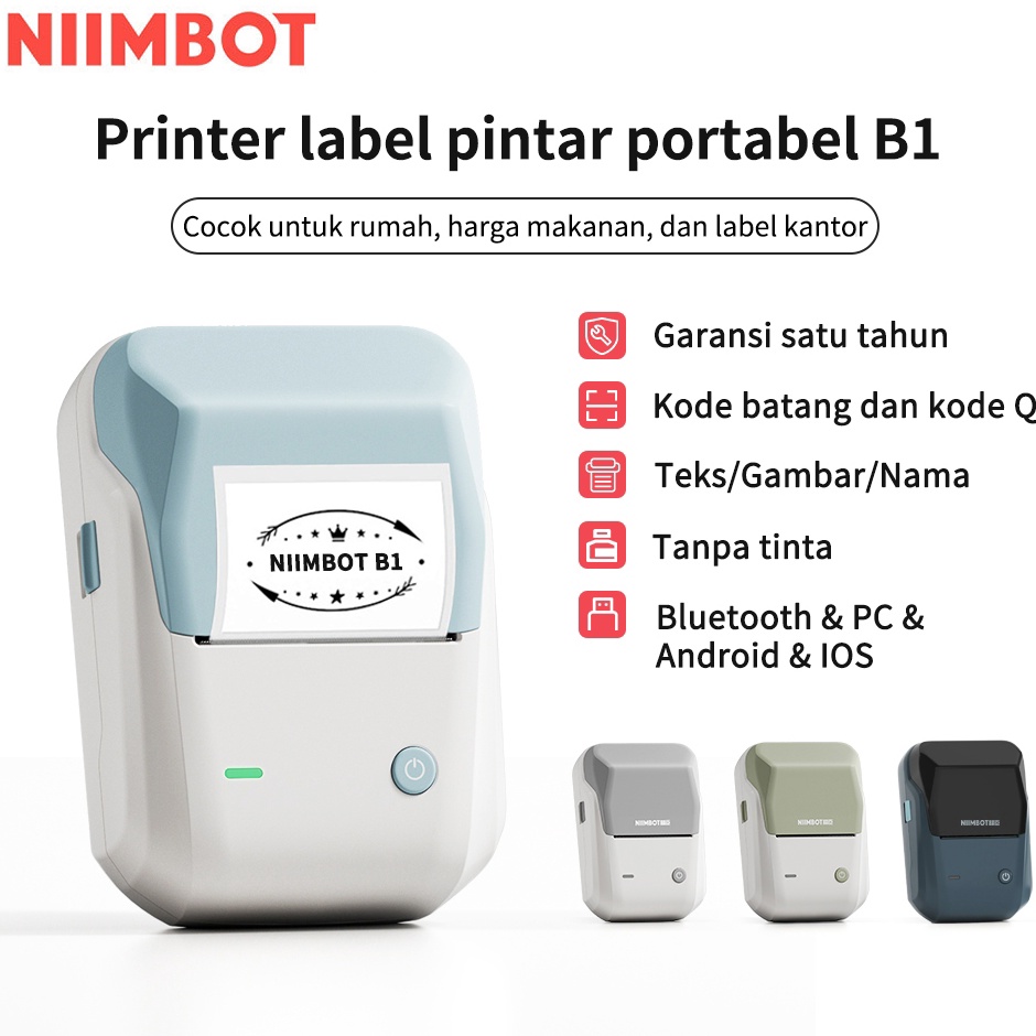 

KODE A7G NIIMBOT B1 Printer Label Pembuat Label Portabel Bluetooth lebar 25mm