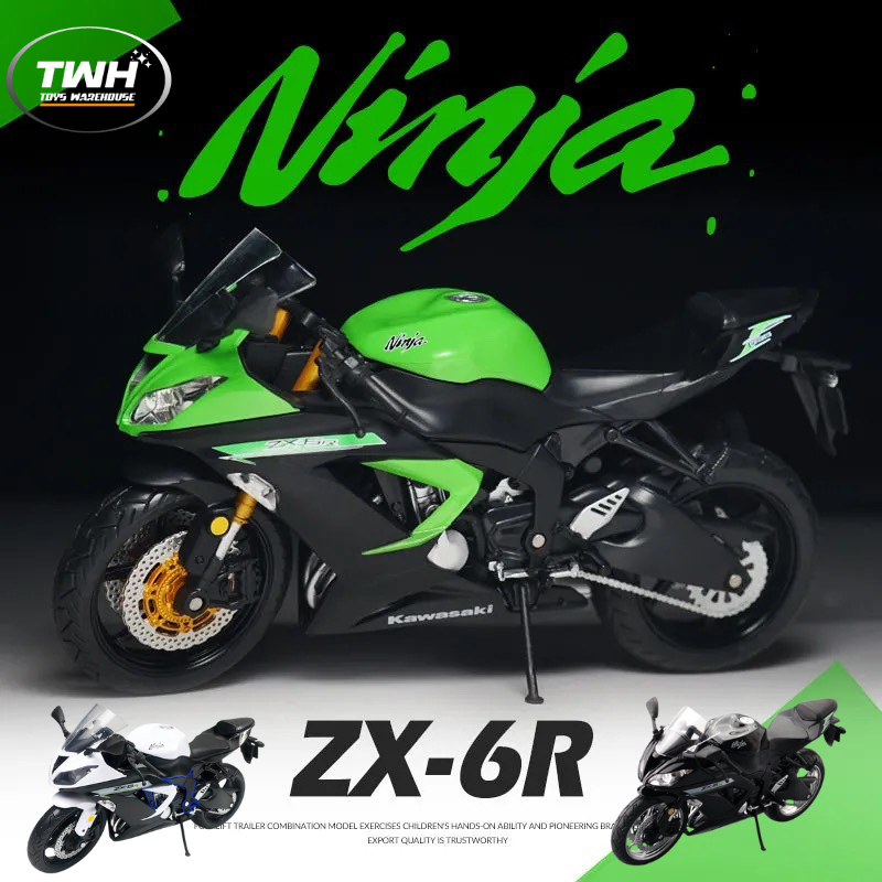 TWH KAWASAKI NINJA ZX-6R / NINJA 636 DIECAST MOTOR SKALA 1:12 Premium Dengan Detail Sempurna Mainan 