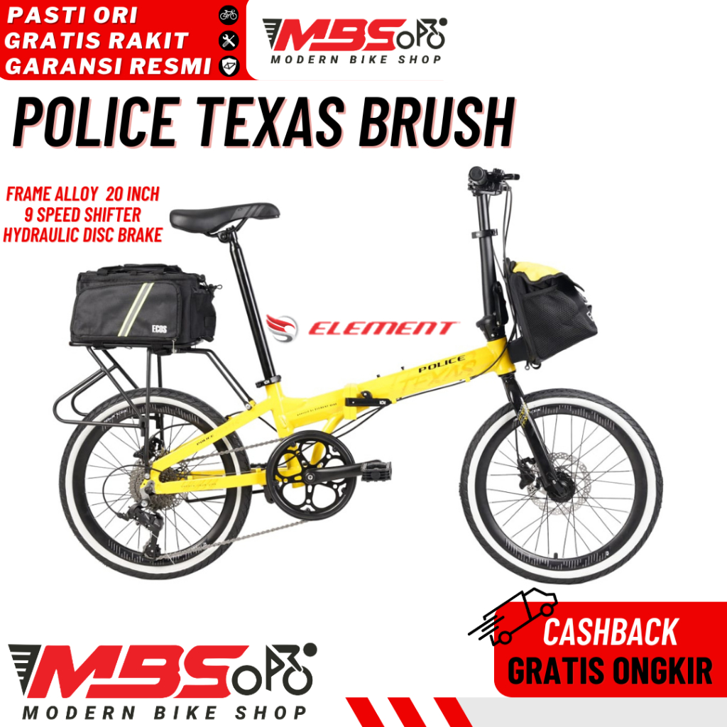 SEPEDA LIPAT ELEMENT POLICE BRUSH 20 INCH DEWASA ALLOY 9 SPEED