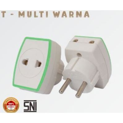 Stop kontak kaki 3 T-Multi Warna Steker T Multi Warna Cabang 3 Universal