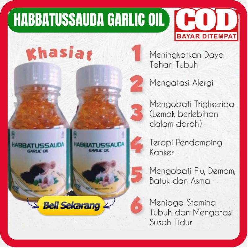 HABBATUSSAUDA GARLIC OIL ISI 200 KAPSUL - HABBASYI HABBATS HABBASYIFA Obat Herbal Kolesterol Tinggi 