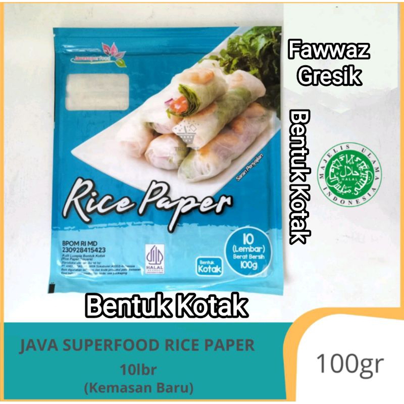 

Rice Paper Bulat / Rice Paper Kotak Kulit Lumpia Vietnam Spring Roll Java Super Food 10 lembar 100gr Halal Bentuk Bulat dan Kotak