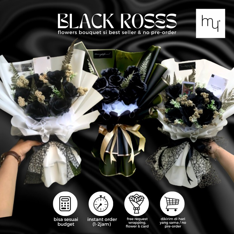 [BEST SELLER] Premium Black Roses Flowers Bouquet / Artificial Flower Bouquet / Buket Bunga Mawar Hitam / Bouquet Bunga Termurah / Bouquet Wisuda / Bouquet Lamaran / Bouquet Bunga Mawar / VALENTINE BOUQUET / BUCKET VALENTINE / BUKET VALENTINE