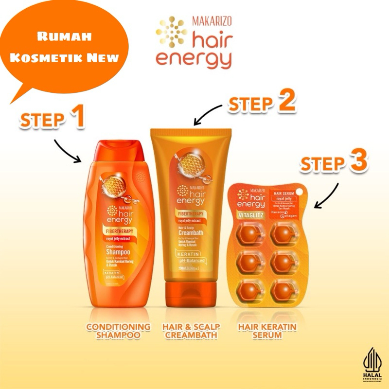 [PAKET] Makarizo Keratin Hair Energy Rawat Rambut Kering Rusak - Varian Royal Jelly