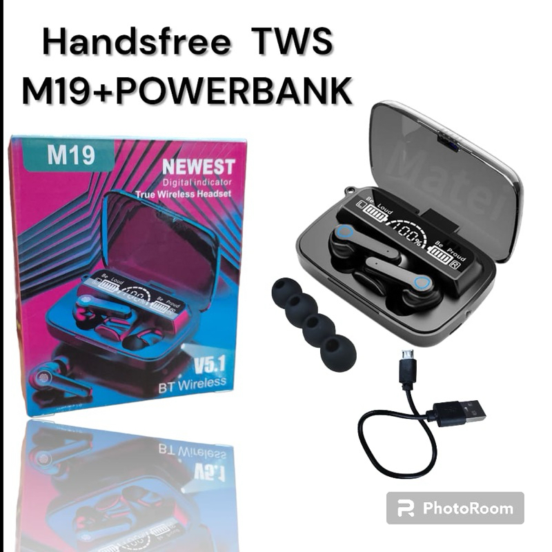 HEADSET TWS M19 HANDSFREE TWS Powerbank