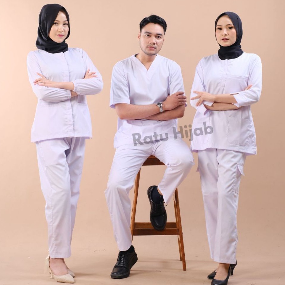 Baru Baju OK OKA PUTIH Perawat Wanita Pria Jaga Dokter Baju Jaga Oka One set