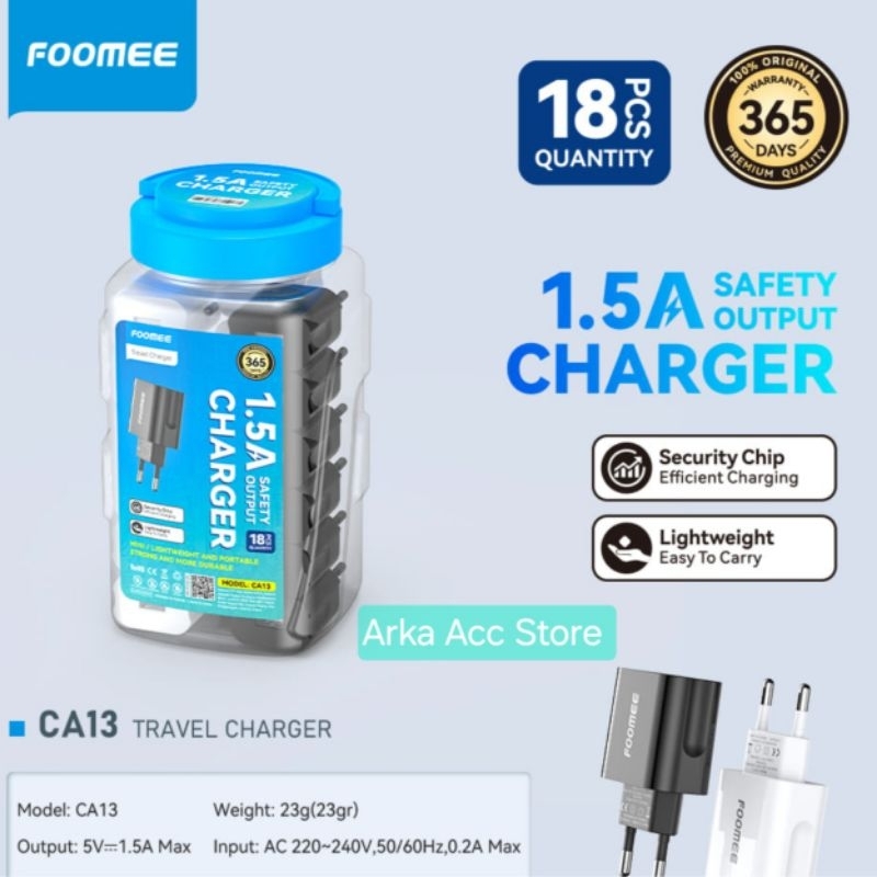 Foomee CA13 Adaptor Charger 1.5A , Batok Charger 1 Toples 18pcs