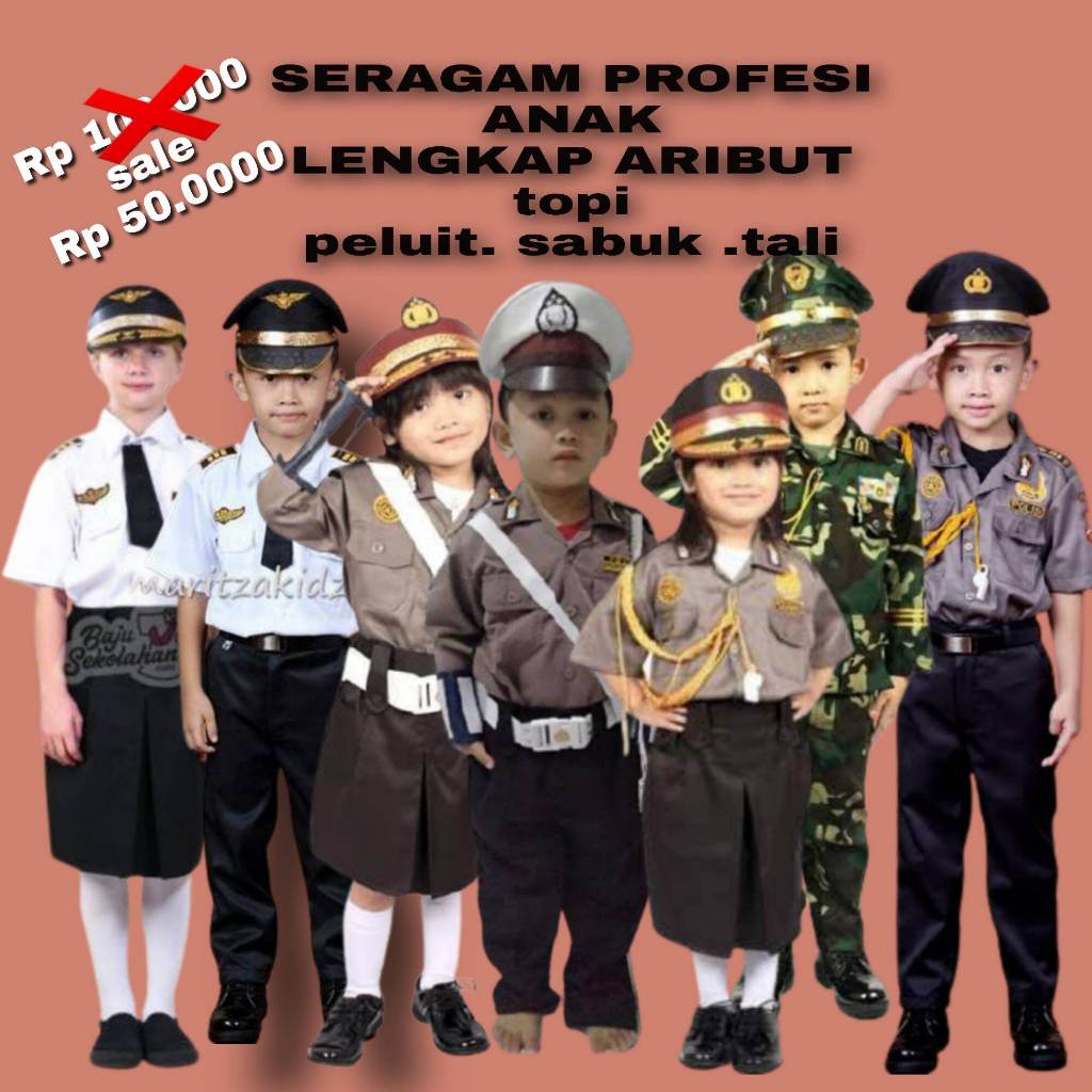 baju polisi anak 1 set seragam polisi anak baju profesi anak