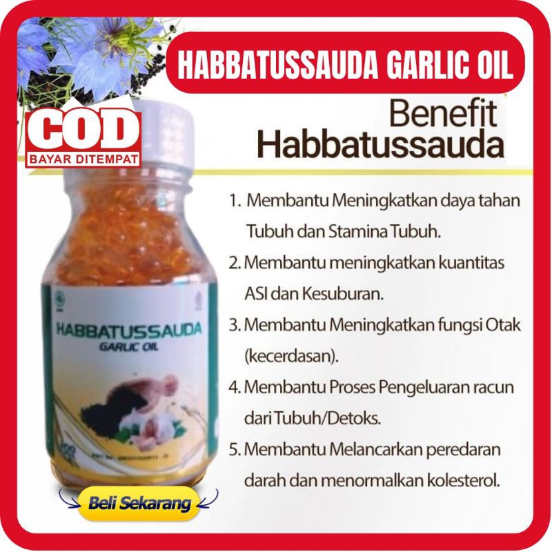 𝗛𝗔𝗕𝗕𝗔𝗧𝗨𝗦𝗦𝗔𝗨𝗗𝗔 𝗚𝗔𝗥𝗟𝗜𝗖 𝗢𝗜𝗟 - HABBATUSSAUDA GARLIC OIL 200 KAPSUL - Habbatussauda Oil Habbasy Habbats H
