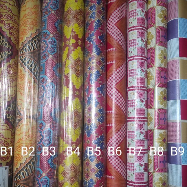 COD Karpet Lantai Alas Taplak Meja Plastik Motif Batik Bunga Karpet Vynil Meteran Waterproof Anti Ai