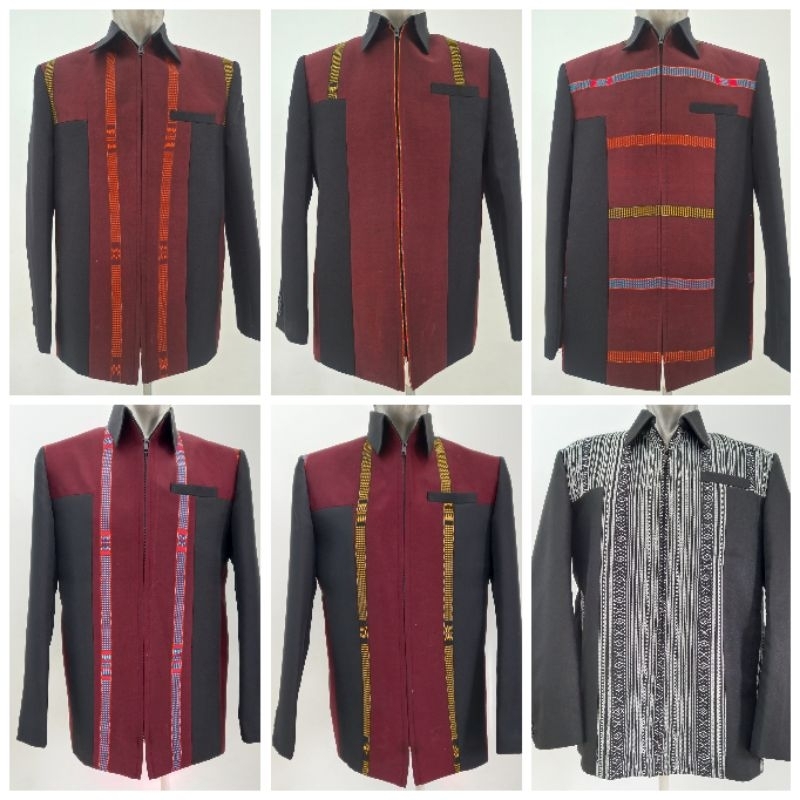 Jas jaket ulos Sumatera/ Jas jaket ulos kombinasi superblack / Jas jaket motif ulos