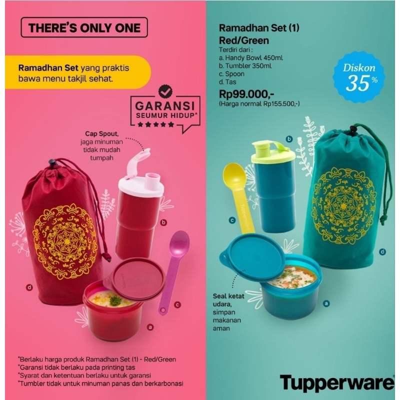 Tupperware Ramadhan Lunch Set (1 Set)  / Tempat Wadah Bawa Bekal Makanan Minuman